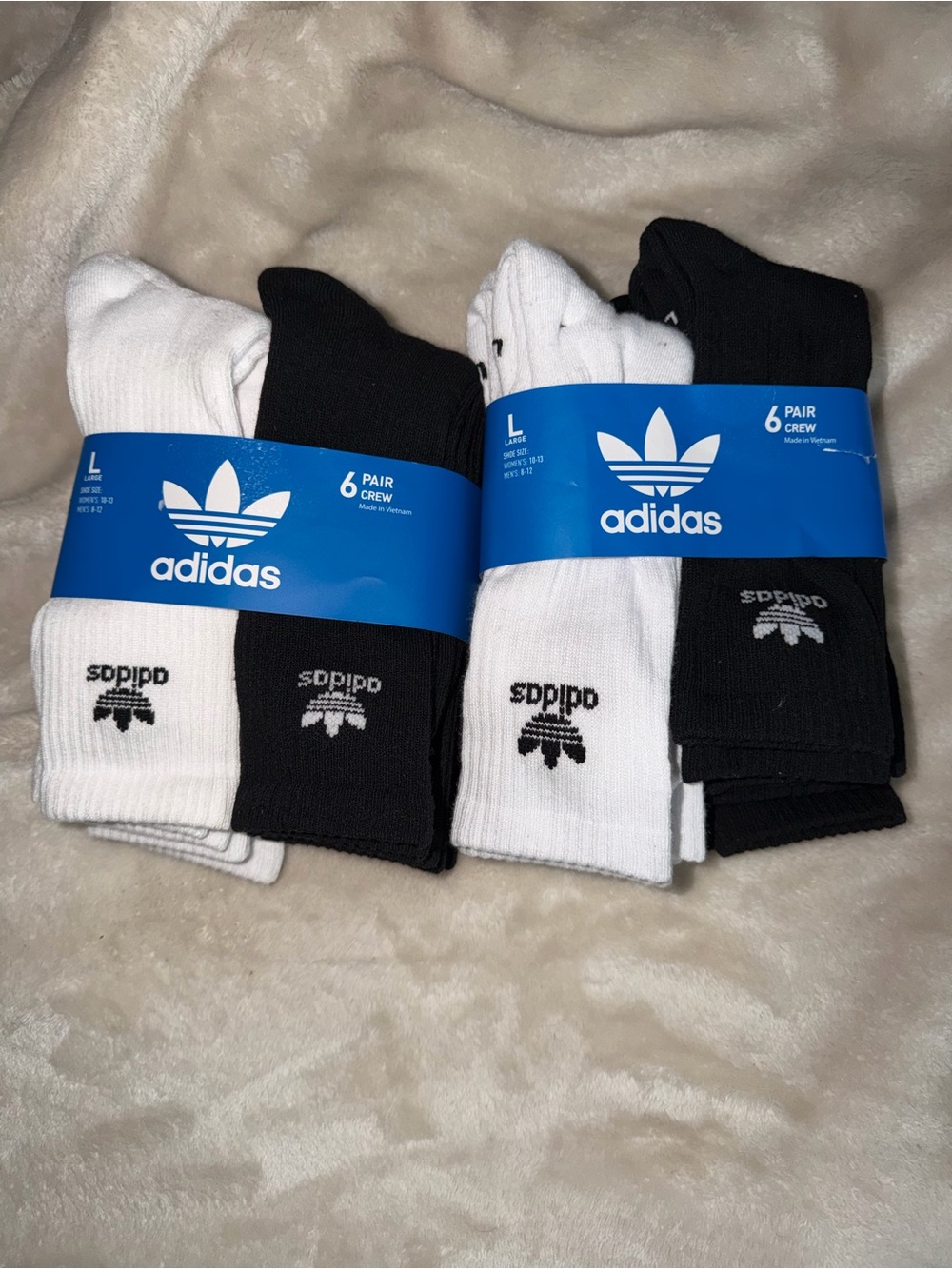 2 adidas Men's 6-Pack Crew Socks - Black & White